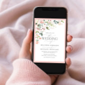 Invitation QR Code Peach rose Aquarelle Mariage floral