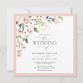 Invitation QR Code Peach rose Aquarelle Mariage floral (Devant)