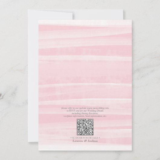 Invitation QR Code Peach rose Aquarelle Mariage floral (Dos)