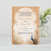 Invitation QR Code Peacock Palm Garden Mariage indien (Debout devant)