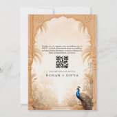 Invitation QR Code Peacock Palm Garden Mariage indien (Dos)