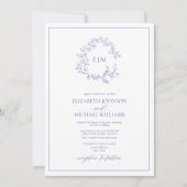 Invitation QR Code Périwinkle poitrine feuillue Mariage de mo (Devant)