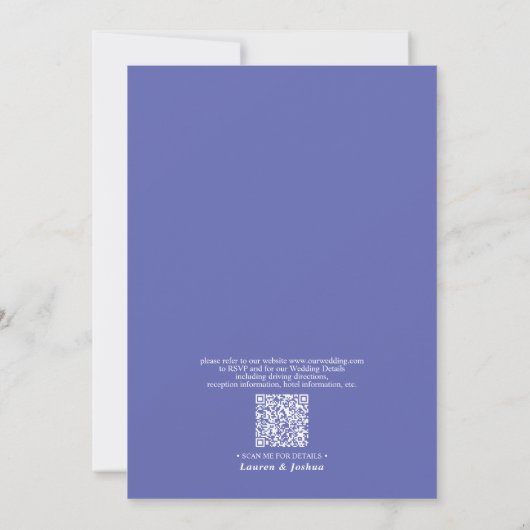 Invitation QR Code Périwinkle poitrine feuillue Mariage de mo (Dos)