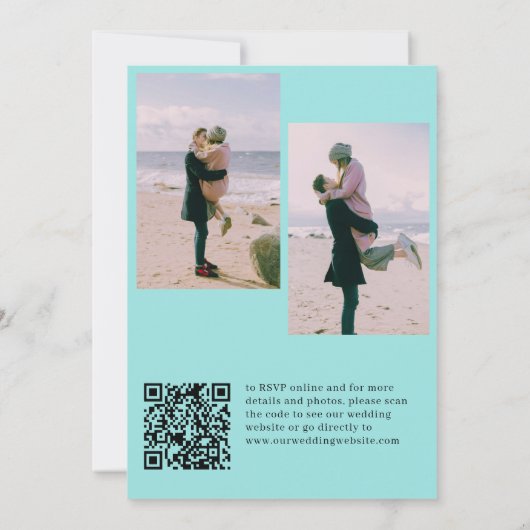 Invitation QR CODE personnalisé photo collage été mariage pla (Dos)