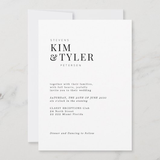 Invitation QR CODE photo collage mariage de typographie moder (Devant)