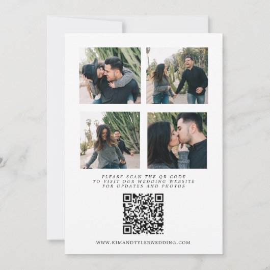 Invitation QR CODE photo collage mariage de typographie moder (Dos)