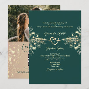 Invitation QR Code photo Emerald Green Mariage or