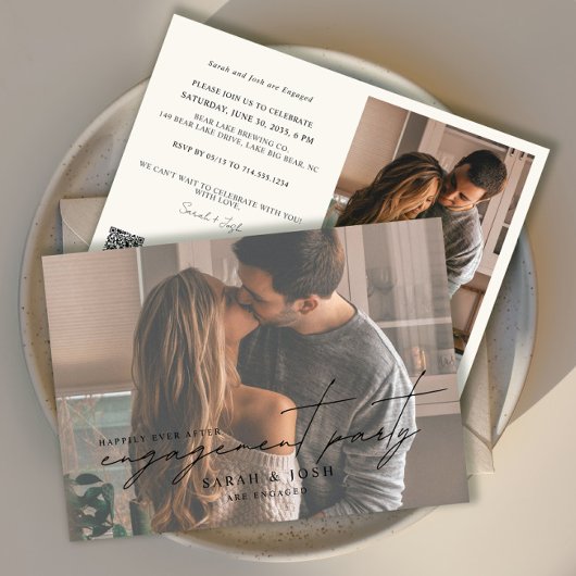 Invitation QR Code Photo Happily Ever After Engagement Party