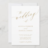 Invitation QR code photo moderne élégant mariage or (Devant)