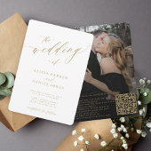 Invitation QR code photo moderne élégant mariage or