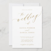 Invitation QR code photo moderne élégant mariage or (Devant)