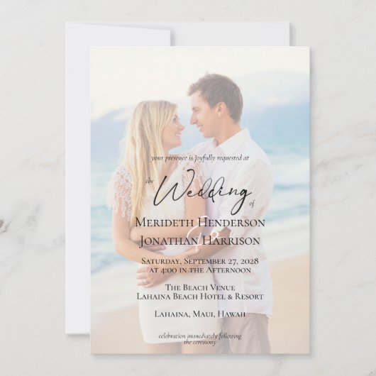 Invitation QR Code Photo Plage Verre de mer Dollar Élégant (Devant)