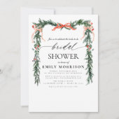 Invitation QR Code Pine Bow Christmas Bridal Shower (Devant)