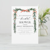 Invitation QR Code Pine Bow Christmas Bridal Shower (Debout devant)