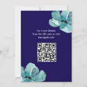Invitation QR Code Pink Aquarelle Bat mitzvah Floral (Dos)