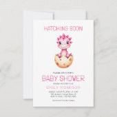 Invitation QR Code Pink Dinosaur Hatching Soon Baby Shower (Devant)