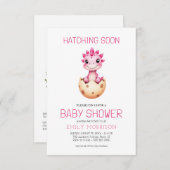 Invitation QR Code Pink Dinosaur Hatching Soon Baby Shower (Devant / Derrière)