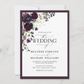 Invitation QR Code Plum Purple Floral Aquarelle Script (Devant)