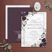 Invitation QR Code Plum Purple or Aquarelle Marbre Chute