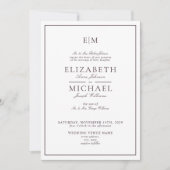 Invitation QR Code Plum violet Mariage de monogramme classiqu (Devant)