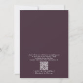 Invitation QR Code Plum violet Mariage de monogramme classiqu (Dos)