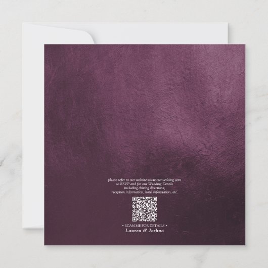 Invitation QR Code Plum violet mauve floral Aquarelle Script (Dos)