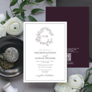 Invitation QR Code Plum violet poitrine feutrée Mariage de mo