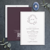 Invitation QR Code Plum violet poitrine feutrée Mariage de mo