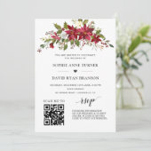 Invitation QR Code Poinsettia Floral Gold Mariage (Debout devant)