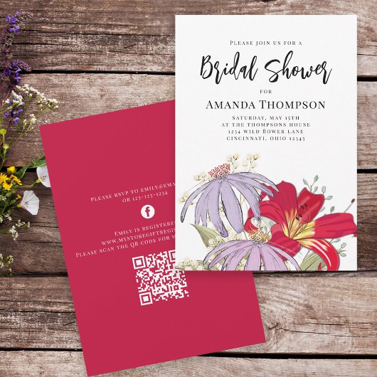 Invitation QR Code pour une Fête de Mariage Floral