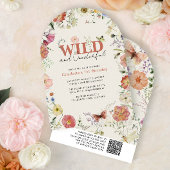 Invitation QR Code Pressé Fleurs Sauvages & Onederful Anniver