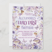 Invitation QR Code Purple Aquarelle Fée Premier anniversaire (Devant)