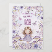Invitation QR Code Purple Aquarelle Fée Premier anniversaire (Dos)