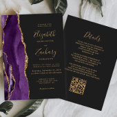 Invitation QR Code Purple Gold Agate Dark Mariage