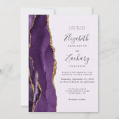 Invitation QR Code Purple Gold Agate Mariage Lavender (Devant)