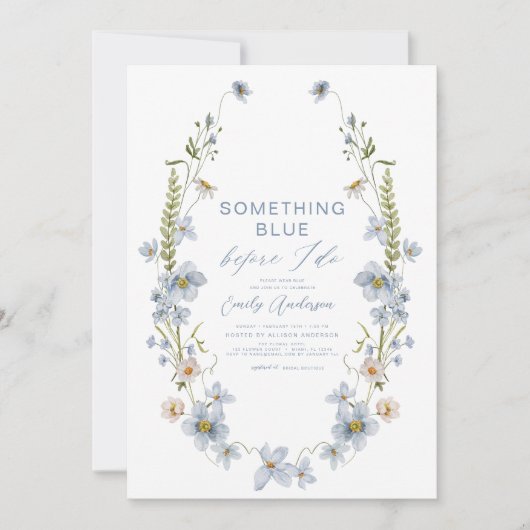 Invitation QR Code quelque chose de bleu avant de faire Fête  (Devant)