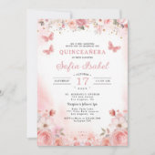 Invitation QR Code Quinceañera Rose rose pâle (Devant)