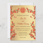 Invitation QR Code Red Cherry Blossom | Mariage chinois (Devant)