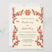 Invitation QR Code Red Cherry Blossom | Mariage chinois (Devant)
