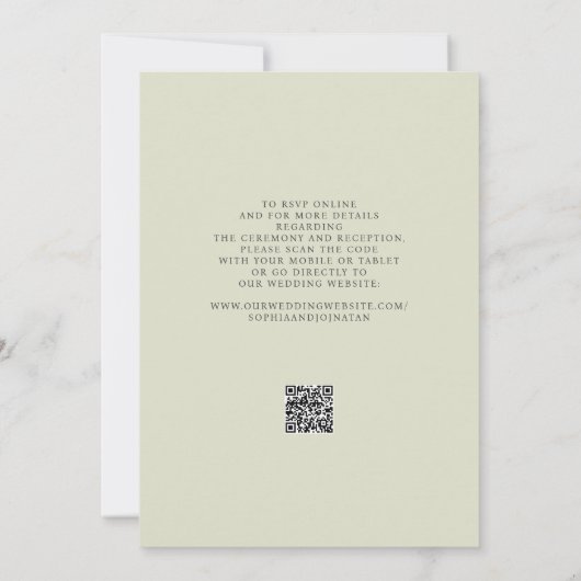 Invitation QR code rétro bold sage vert 2 PHOTO rsvp mariage (Dos)