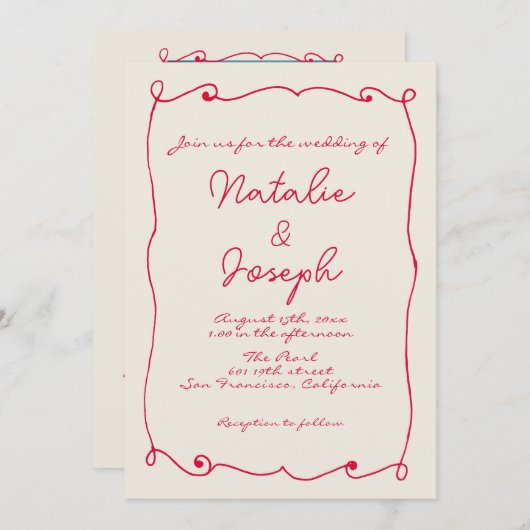Invitation QR Code Rétro Écrit À La Main Amusant Avec Mariage (Devant / Derrière)