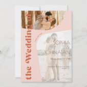 Invitation QR code rétro terracotta bold 2 PHOTO rsvp mariage (Devant)