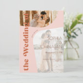 Invitation QR code rétro terracotta bold 2 PHOTO rsvp mariage (Debout devant)