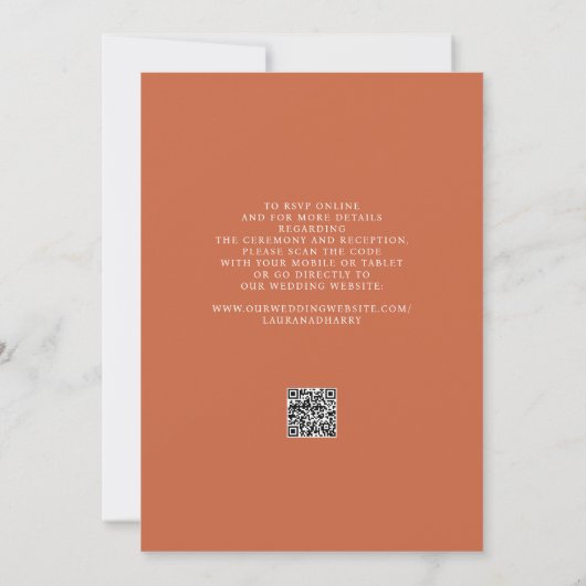Invitation QR code rétro terracotta bold 2 PHOTO rsvp mariage (Dos)