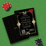 Invitation QR Code Roaring 20s Gold Art Déco Mariage<br><div class="desc">Design unique et élégant avec code QR moderne, forme Art Déco or avec Fleur-de-lis, costumes de cartes à jouer, initiales à l'arrière ; le tout sur arrière - plan motif Art Déco or. Utilisez l'outil Personnaliser pour ajouter vos informations. Pour les articles correspondants, veuillez visiter ma collection de Mariages de...</div>