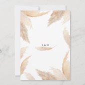 Invitation QR Code Roses blanches Pampas Mariage en or laiton (Dos)
