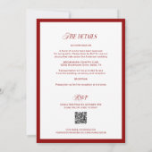 Invitation QR Code Rouge Classic Minimaliste Mariage (Dos)