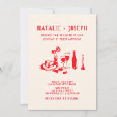Invitation QR Code rouge main tiré Scribble Mariage irky (Devant)