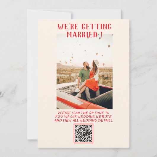 Invitation QR Code rouge main tiré Scribble Mariage irky (Dos)
