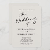 Invitation QR Code RSVP Calligraphie Elegant Mariage Eggshell (Devant / Derrière)